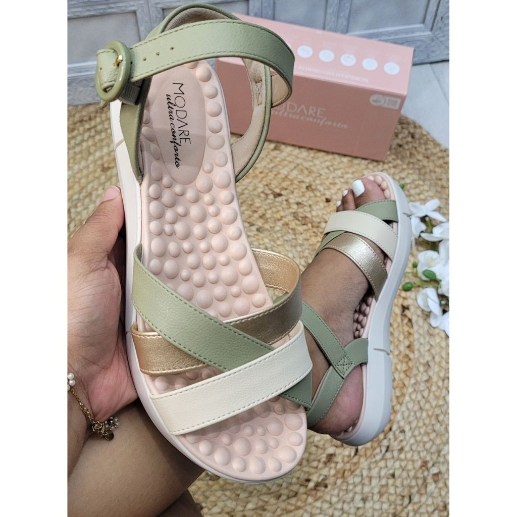 Sandália Verde Caramelo Modare Ultra Conforto Moda Feminina