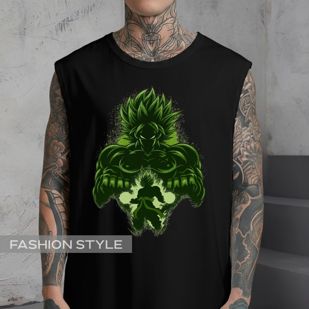 Regata Oversized Dragon Ball Animação Anime Broly Dark Regata Machão Blusa Cavada