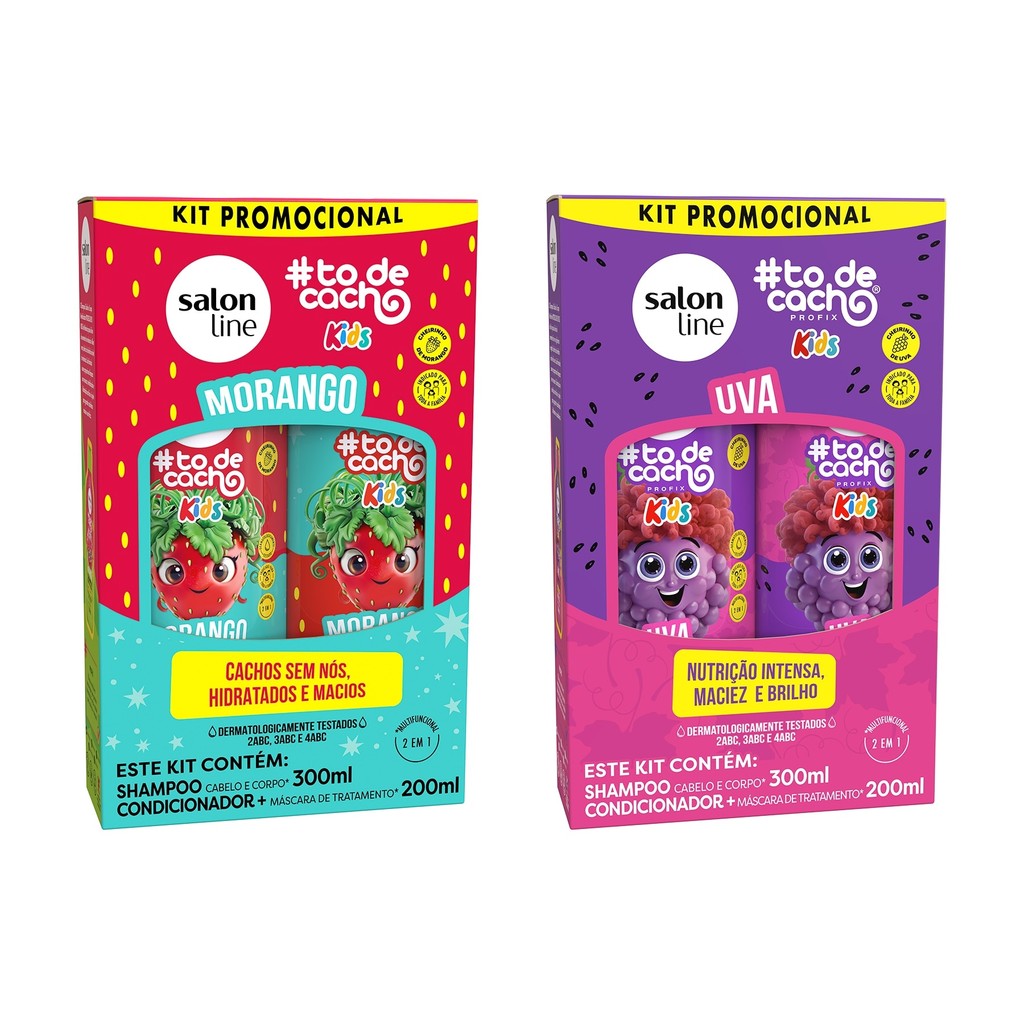 Kit Shampoo e Condicionador Morango e Uva #todecacho Kids em Oferta na Shopee