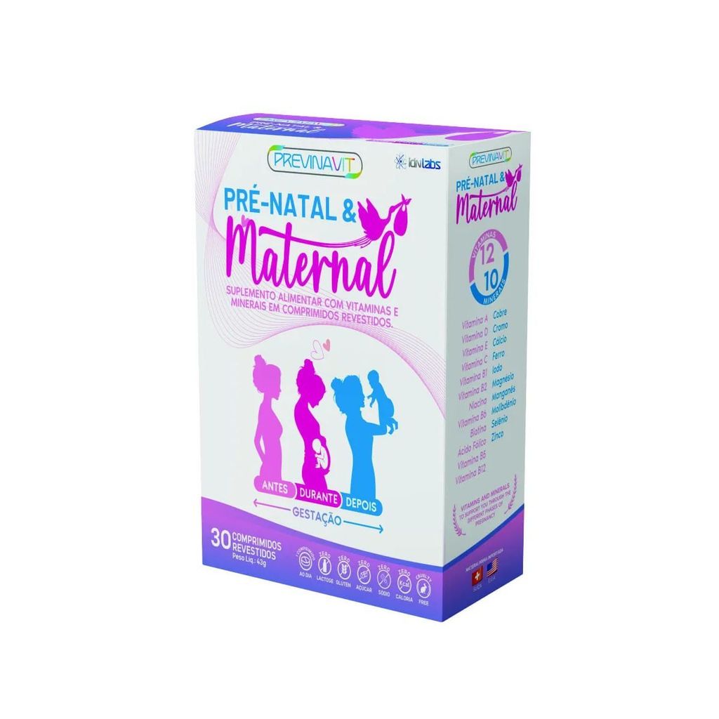 Previnavit Pré-Natal & Maternal - 30 Comprimidos - IDN Labs em Oferta na Shopee
