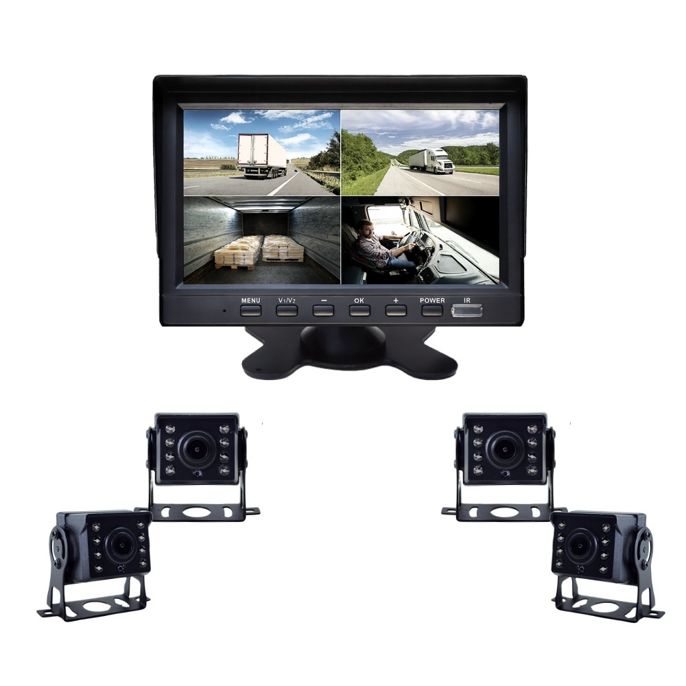 Kit monitor 7" DVR com 4 câmeras I.R Roadstar 12V 24V