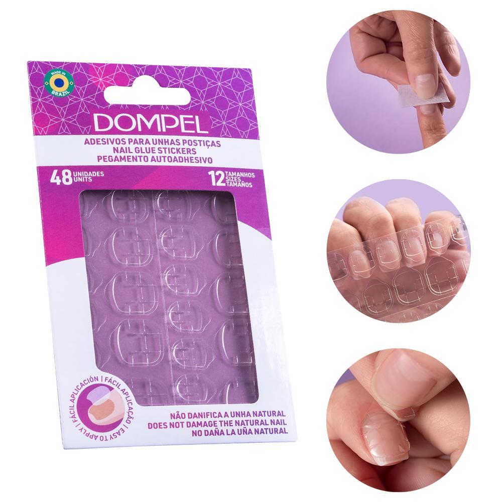Aba Adesivo de Unha Postiça Transparente Autocolantes 48 Un