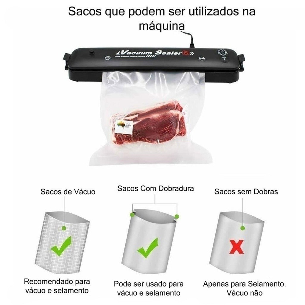 Seladora a vácuo doméstica de alta qualidade, excelente vedação, adequada para a indústria alimentícia, 110V. em Oferta na Shopee