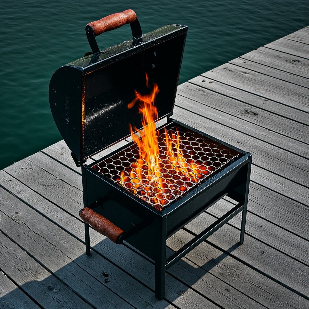 Churrasqueira a Bafo Portátil com Tampa Compacta Material Resistente para Pescaria Viagens Camping