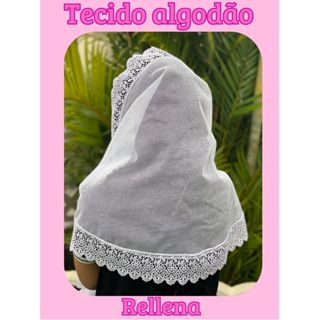 VÉU CCB ADULTO TECIDO ALGODÃO COM RENDA GUIPIR LARGA 03 51004 QUADRADO OU REDONDO em Oferta na Shopee