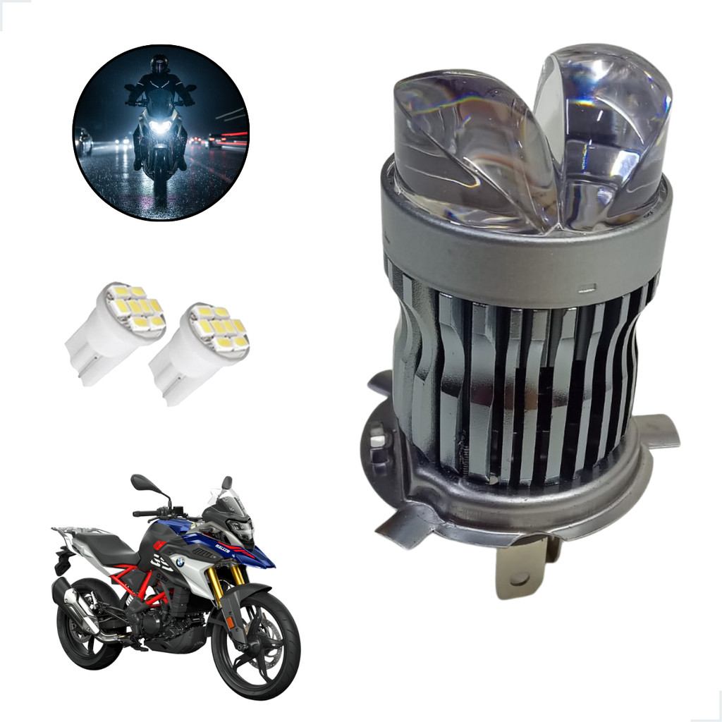 Lâmpada H4 LED G204 Stallion Moto BMW G310 GS Branca Alta Baixa Instalação Fácil