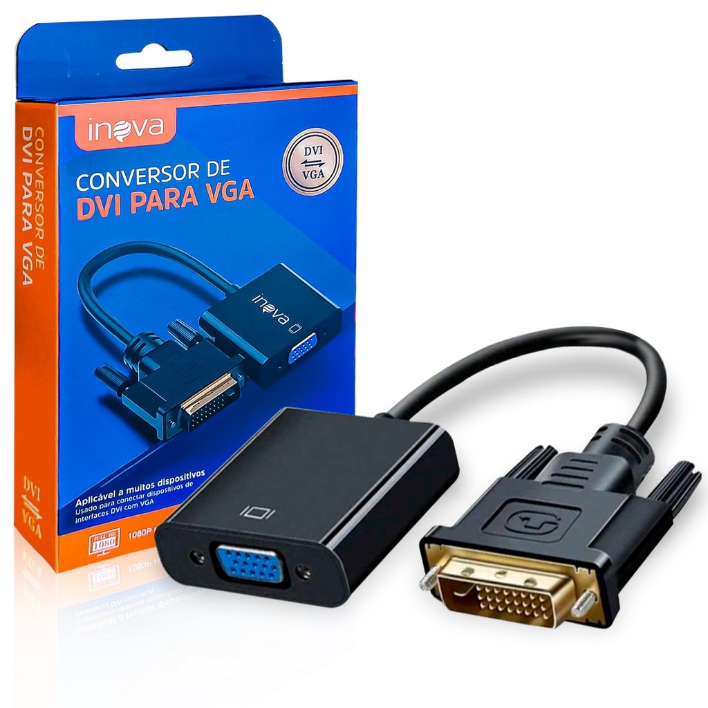 Cabo Conversor DVI-D 24+1 para VGA INOVA - ZJT-20120 em Oferta na Shopee