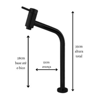 Torneira para banheiro Cuba redonda alta 45° Preto Fosco 1/4 de volta de metal em Oferta na Shopee