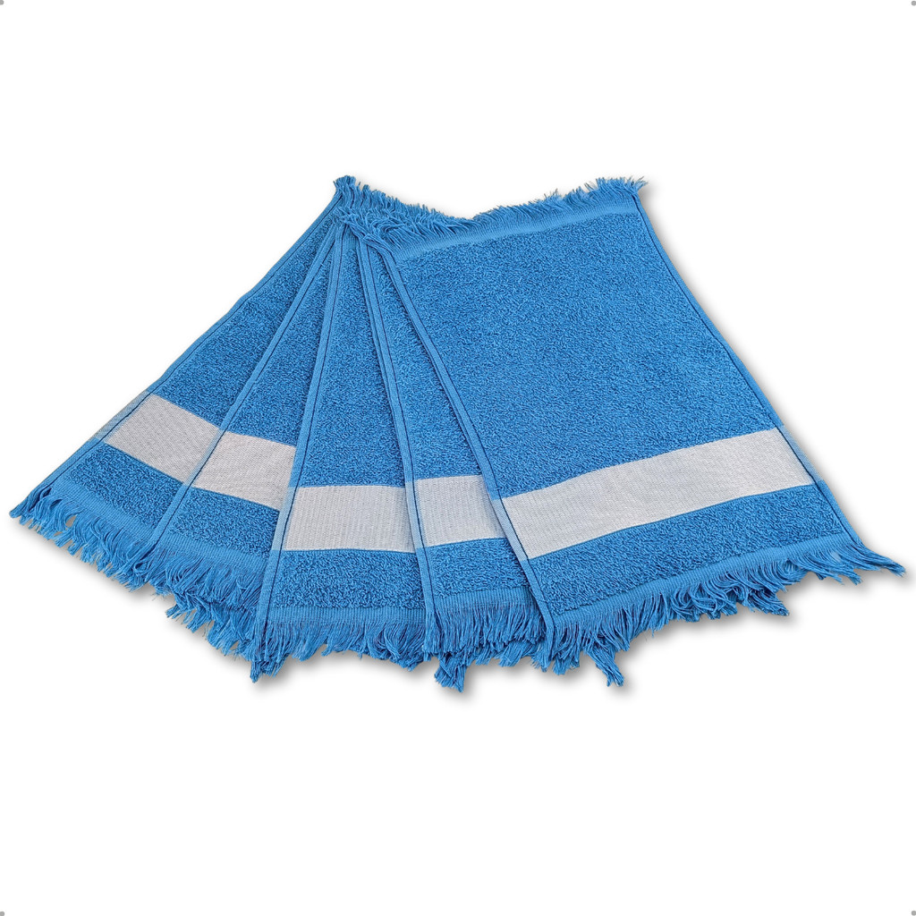 Kit 12 Toalha Social Franja Sublimação Transfer Estampa Sublimática Escolar Brinde  Cor Azul