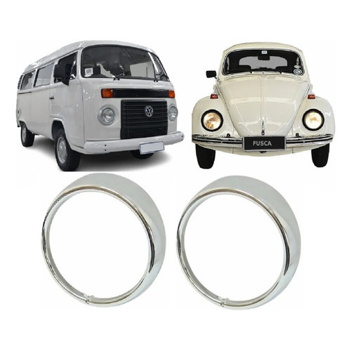 Par Moldura Aro Do Farol Do Fusca 76 / 96 Da Kombi 76 / 2014