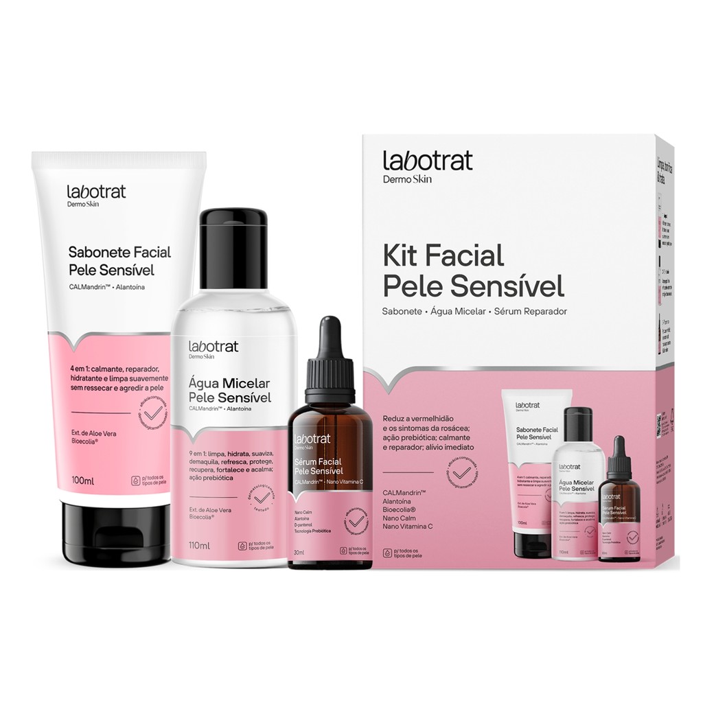 Kit Facial Sabonete Sérum Água Micelar Sensível Labotrat em Oferta na Shopee
