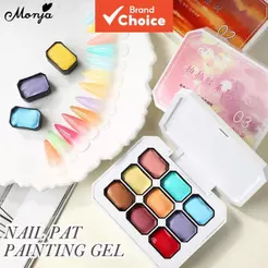 Monja 9 Cores/caixa, Tinta para Unhas em Gel UV para Arte, Desenho e Pintura, Secagem Rápida, Sem Limpar, Cores