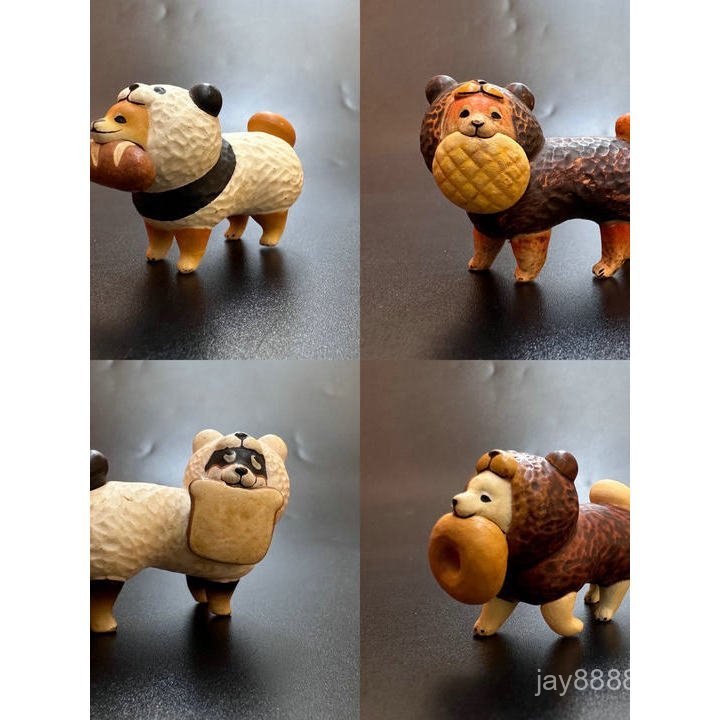 Popular versão japonesa de produtos soltos ToysCabin gashapon, boneco de madeira esculpida de Shiba Inu com fantasia de