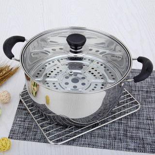 Panela de sopa de aço inoxidável, orelha dupla, pequena panela a vapor, sopa doméstica, macarrão grosso, ensopado, cozin