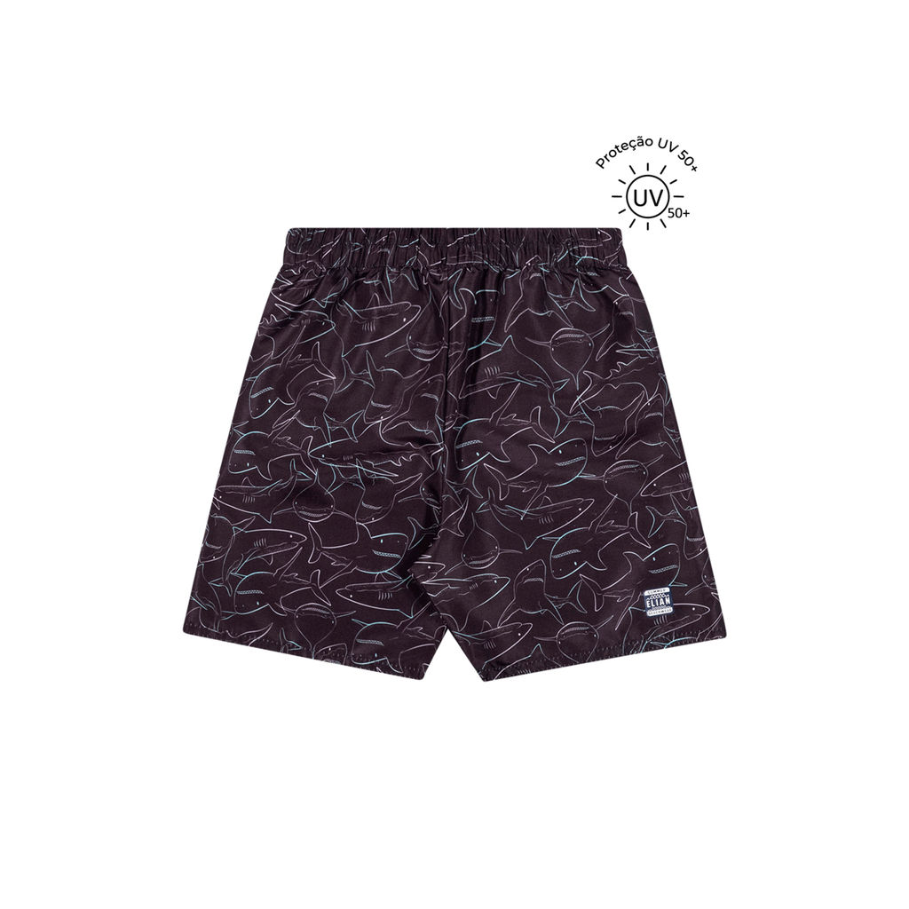Bermuda Tactel Infantil Menino Proteção UV Elian Preto