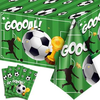Toalha de Mesa de Futebol 108'' x 54'', Conjunto de 3 Peças de Toalhas de Mesa para Festa de Futebol, Toalha de Mesa com