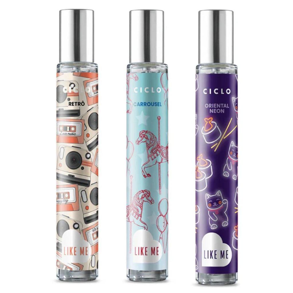 Combo Kit Deo Colonias Like Me Carroussel + Oriental + Retrô Ciclo Cosméticos