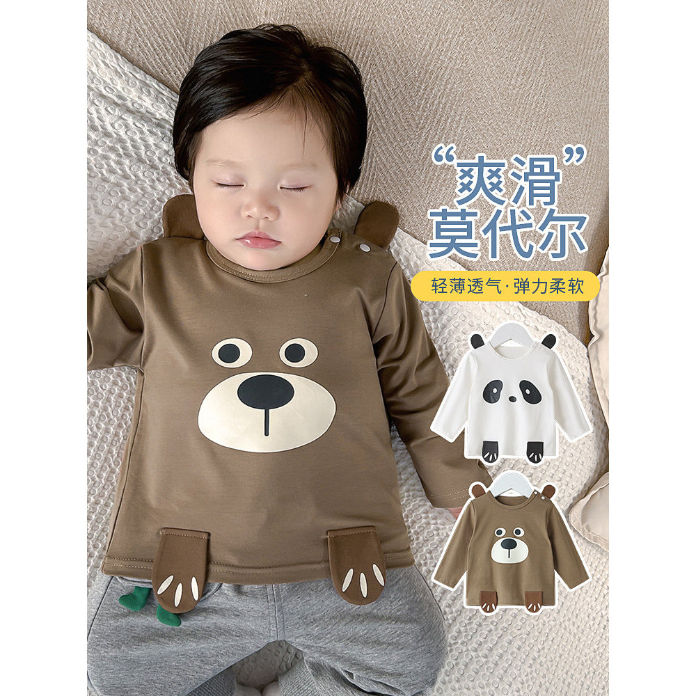 Bebê primavera outono estilo manga comprida camiseta bebê roupas de outono interior topo meninos crianças primavera roup