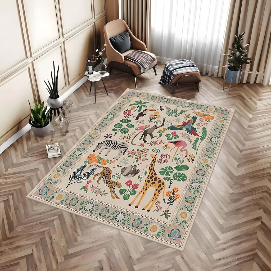 [Novo produto] floresta nórdica lavável à máquina tapete imitação de caxemira sala de estar antiderrapante sofá cobertor