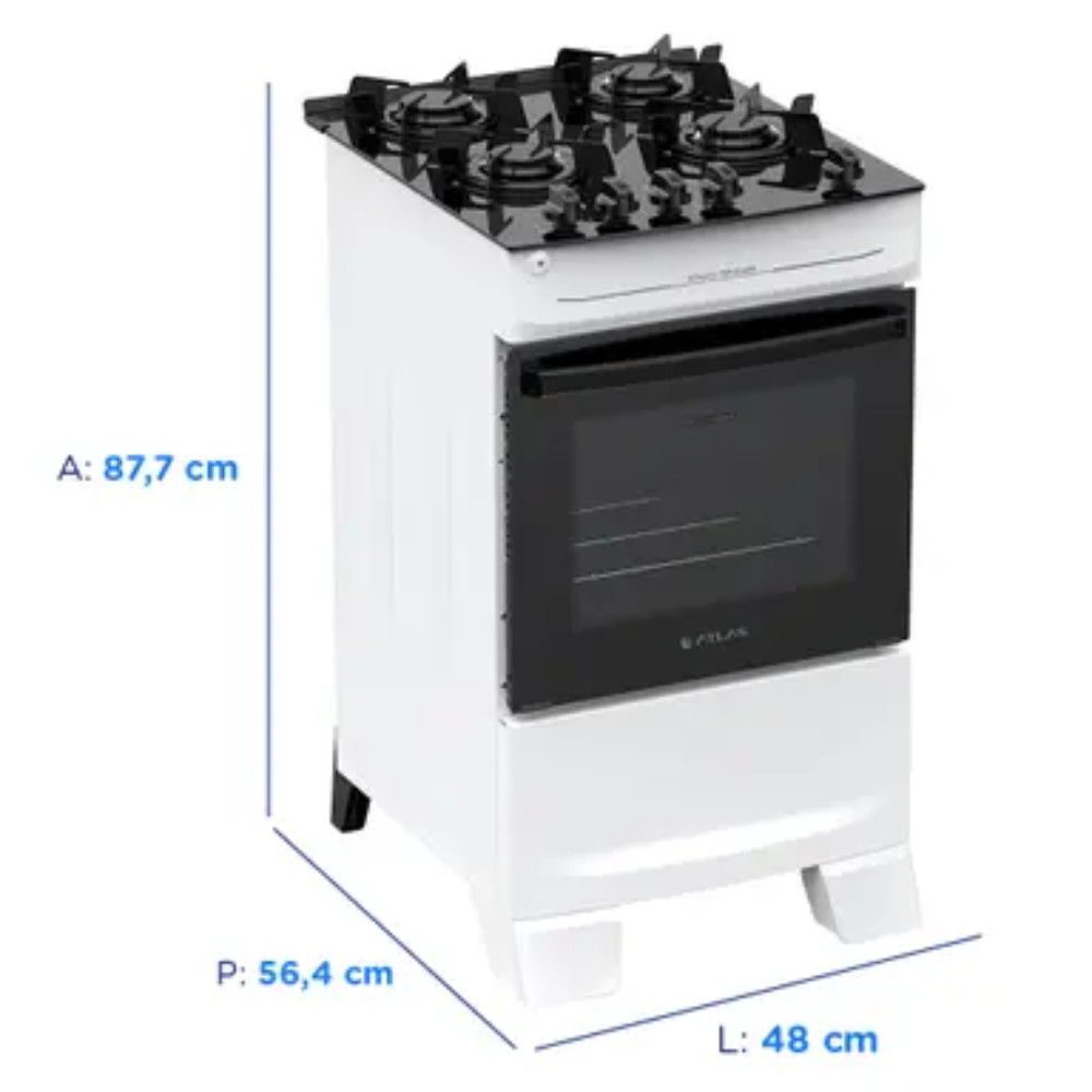 Fogão Mônaco Top Glass 4 Bocas Automático Mesa de Vidro Forno Atlas · foto 2