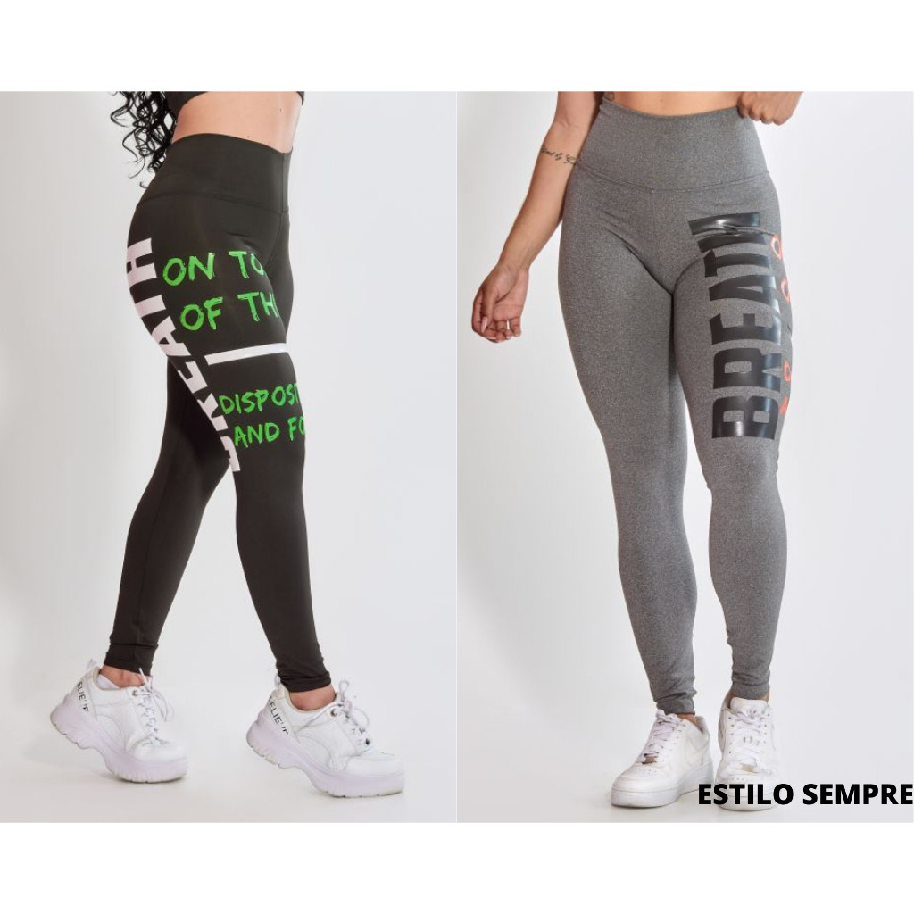 Kit 2 Calças Legging Fitness Moda Academia Suplex Ginástica Promoção Breath