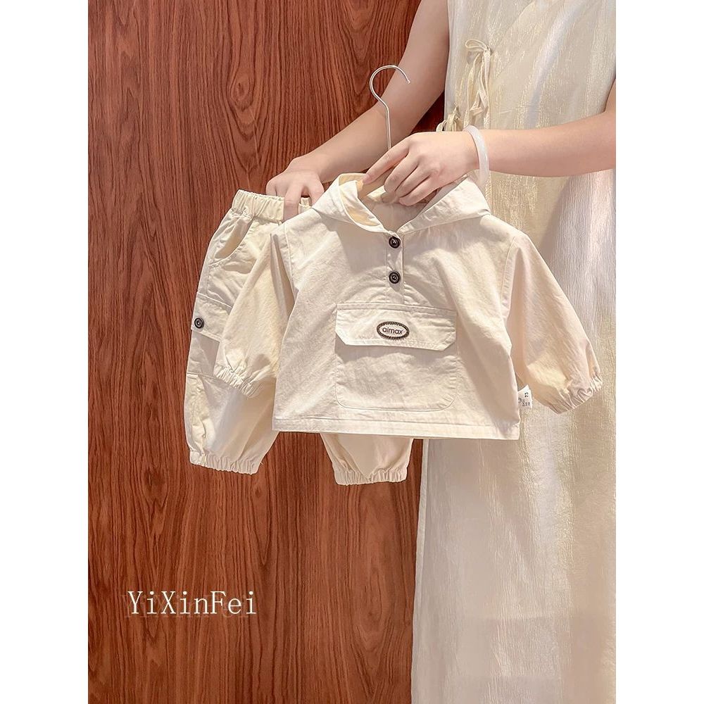 Bebê com capuz moletom conjunto primavera outono novo estilo masculino feminino bolso do bebê calças de manga comprida e