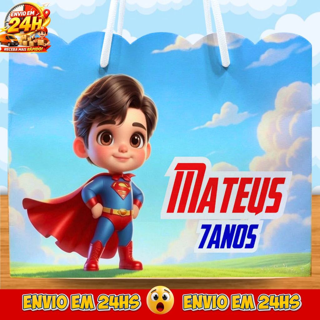 Sacolinhas Super Homem baby Personalizadas - Lembrancinhas super heróis marvel com Nome e Idade
