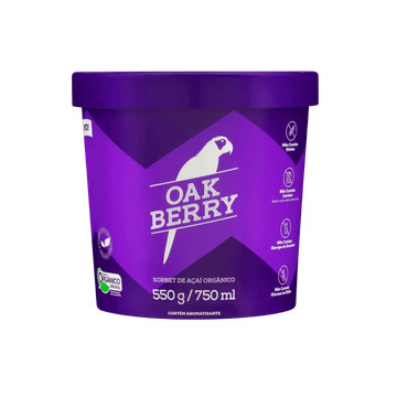 Oakberry Sorbet Orgânico Açaí Pote 750ml