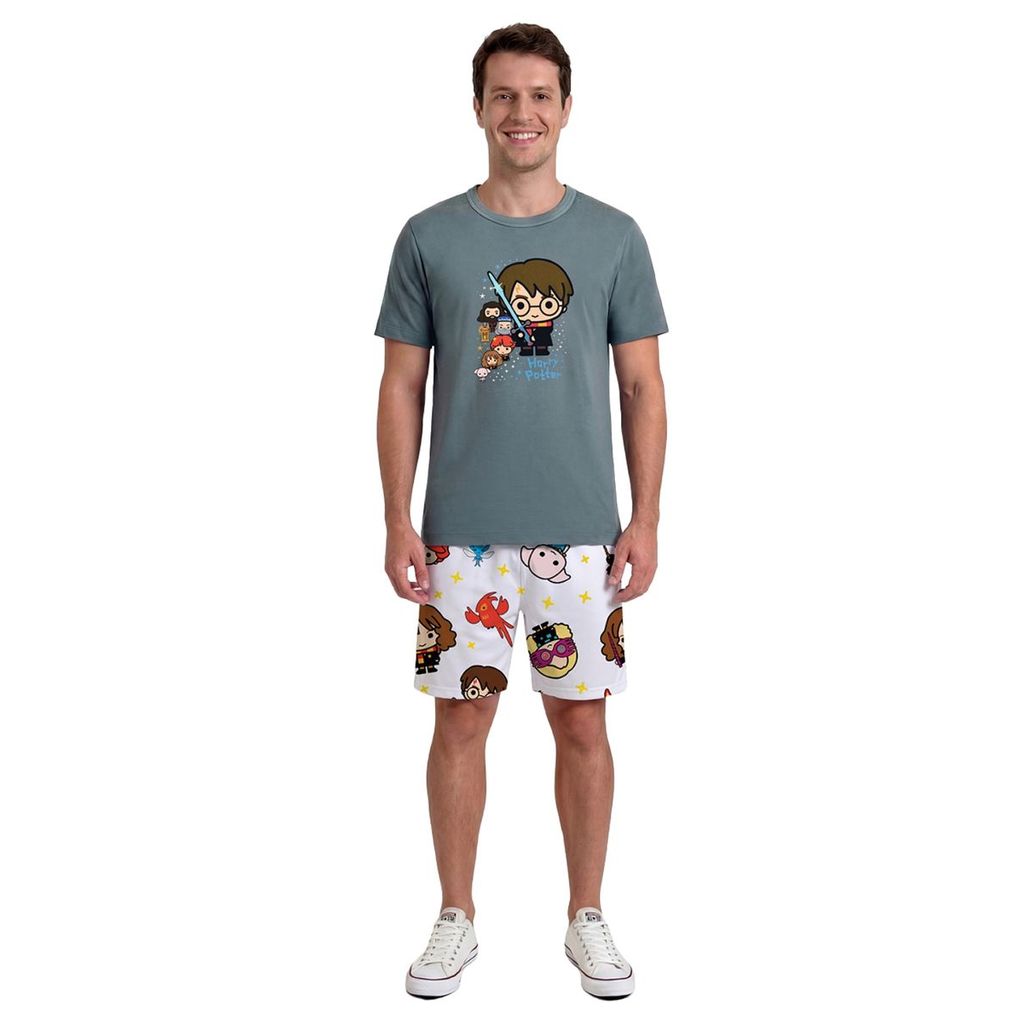 Pijama Masculino Harry Potter Calor Verão Manga Curta Veggi Fresco Dia Dos Pais Presente