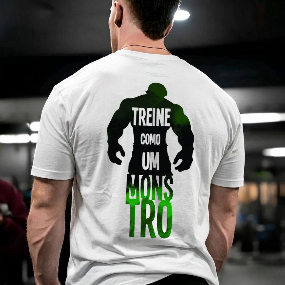 Camiseta Oversized Confortavel Estampada Para Academia Musculação Treino Força Monstro Estilo Larga 100% Algodão 