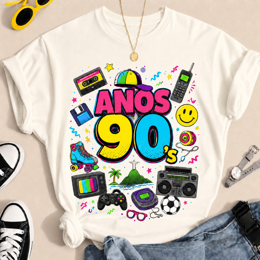 Blusa Feminina Anos 90 Estampa Retrô Vintage 100% Algodão Camiseta Casual Premium Vintage Nostalgia
