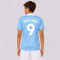 Camisa Manchester City The Blues Juvenil 9 Haaland Azul
