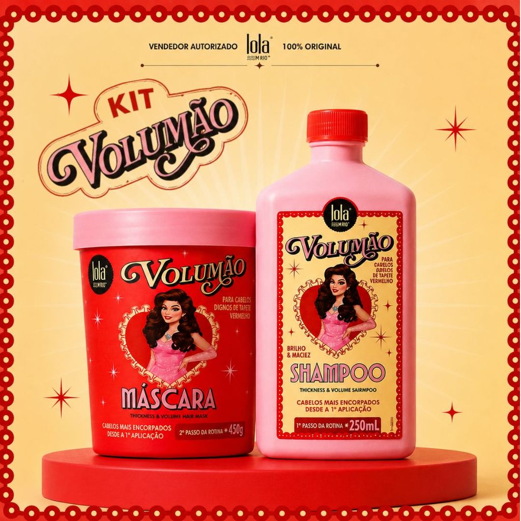 Kit Lola Volumão Shampoo 250ml + Máscara 450g | Volume, Brilho e Maciez