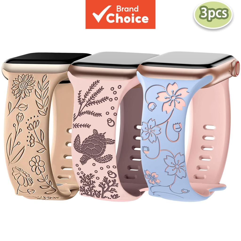 Pulseiras gravadas para Apple Watch 40 41 38 42 44 45 49 mm, pulseira de silicon