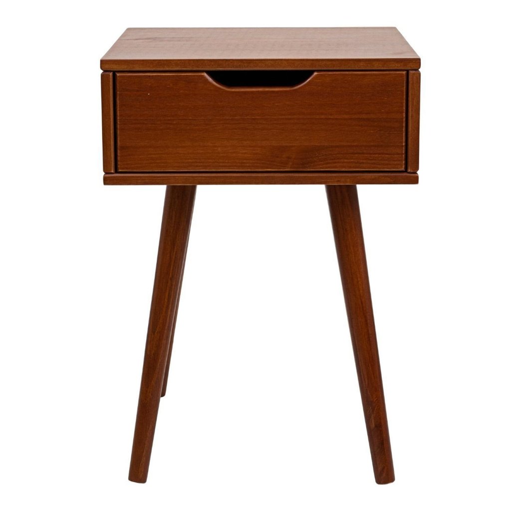 Mesa de Cabeceira 1 Gaveta Retrô Marrom Oliva