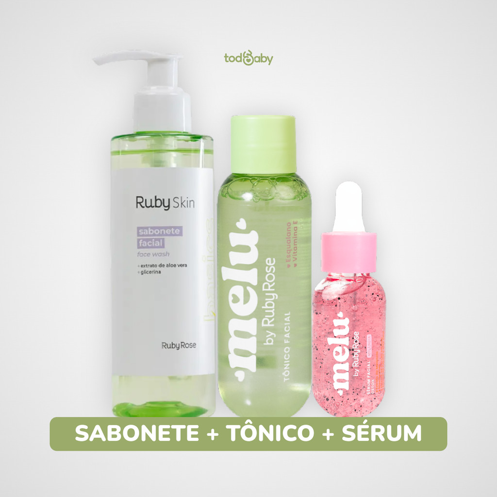 Kit Skincare Sabonete + Tônico Facial + Sérum Detox Melancia Ruby Rose®