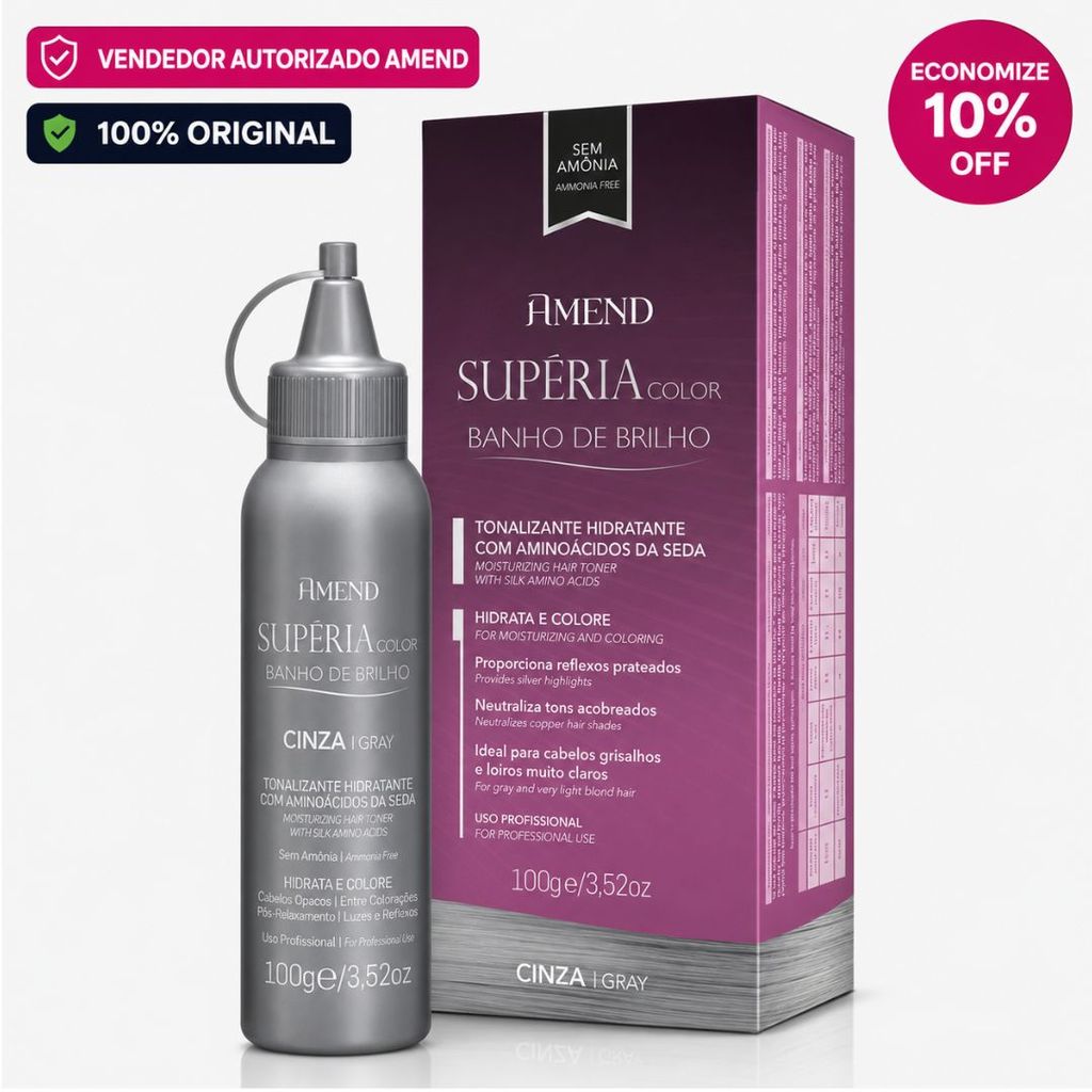 Banho De Brilho Amend Supéria Color Cinza Sem Amonia 100g