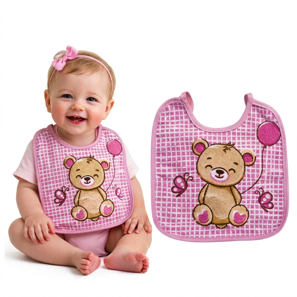 Kit 3 Unidades Babador Bebê Forro Impermeável 100% Algodão