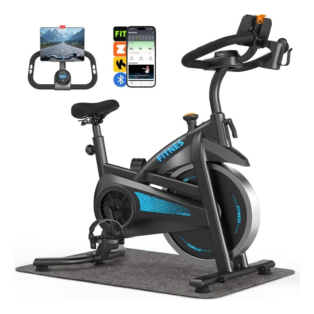 Bicicleta Spinning Ergométrica com Bluetooth Monitor Profissional Tapete para Sport e Fitness na Academia Mecânica 15kg