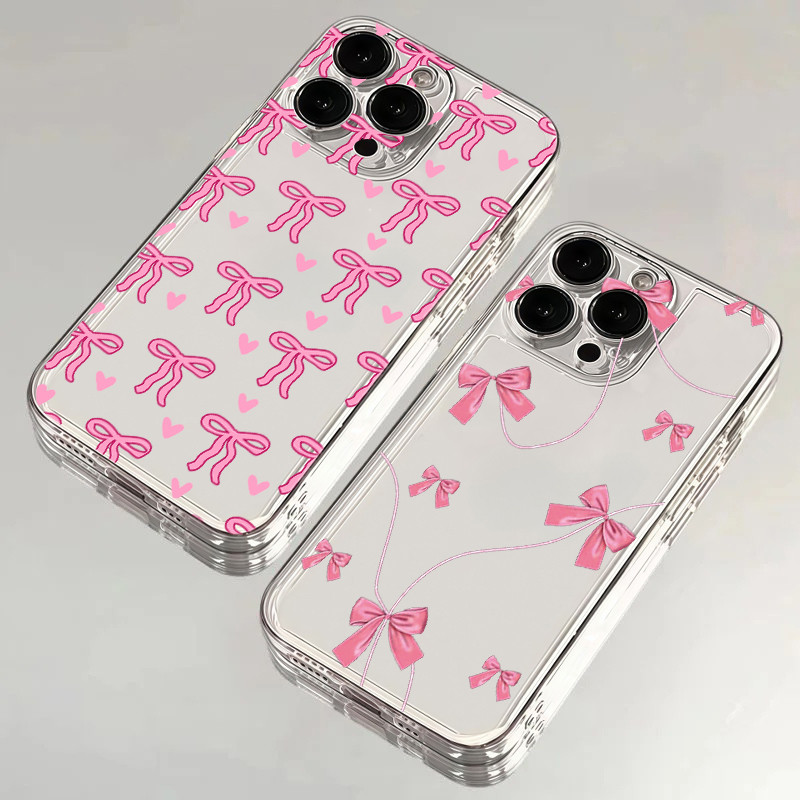 Linda Capa De Celular Com Laço Rosa Para Samsung Galaxy A51 A31 A71 A50 A30 A20 A50S A30S A10 A10S A20S A11 A02 A03 Core