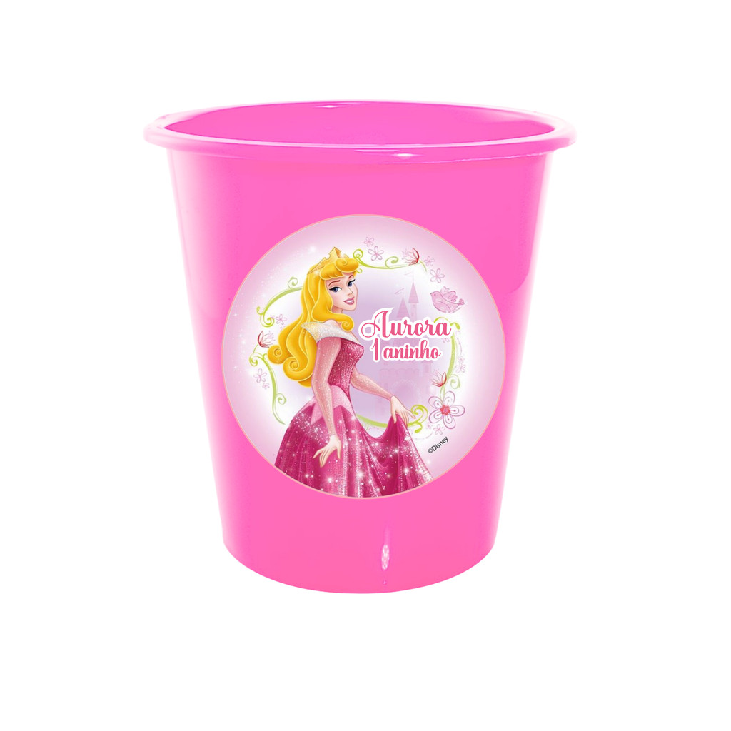 PEGUE E MONTE 10 Balde/ baldinho de pipoca de 1L personalizado da Princesa Aurora, Bela Adormecida