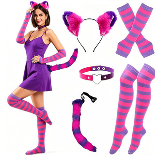 Novo Halloween Anime festa gatinho Cosplay pele Artificial orelha de gato bandana raposa cauda traje