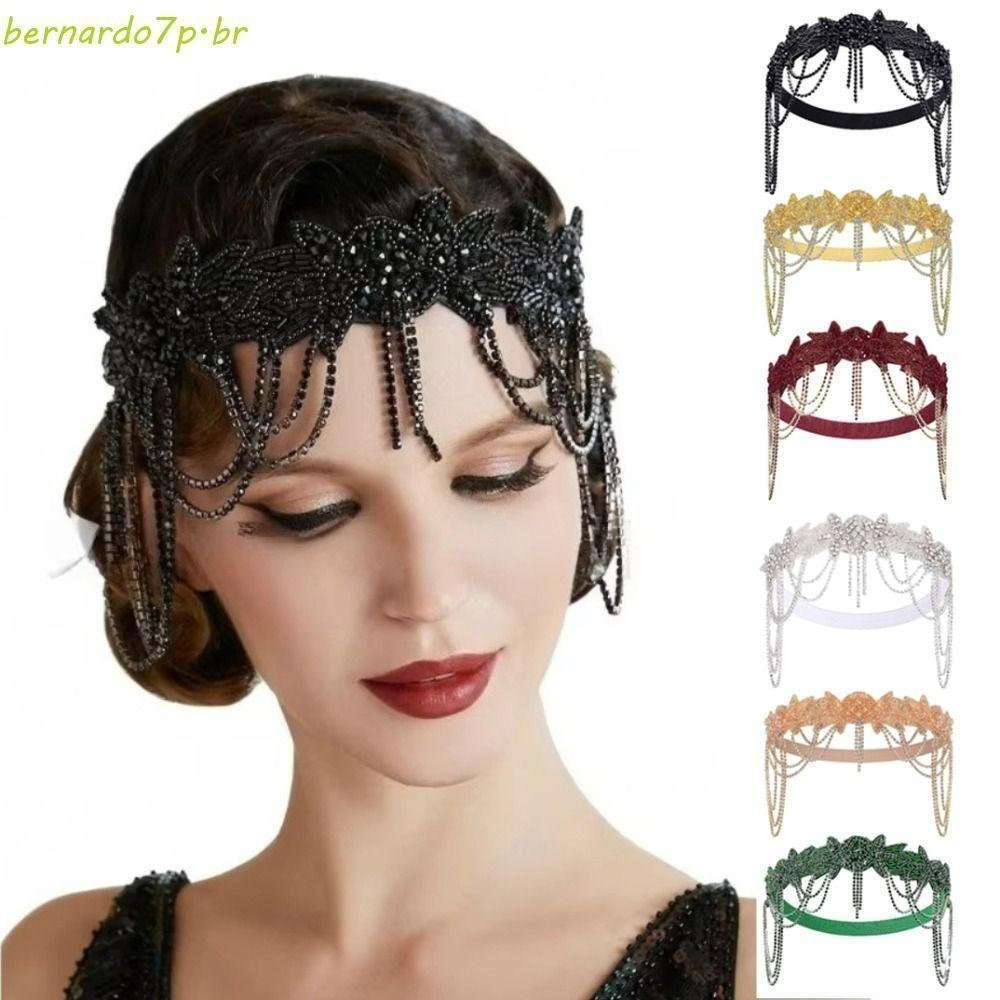 BNARDO Tiara De Strass , Faixa De Cabeça Em Forma De Flor Brilhante , Borla De Corrente , Cocar De Noiva Elegante Vintag