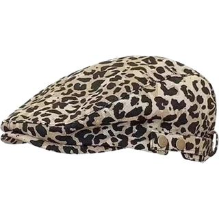 Boina Retrô Estampa Leopardo Estilo Anos 20-Gatsby, Boné Newsboy de Algodão Misturado, Chapéu Ivy Flat Cabbie, Tamanho M
