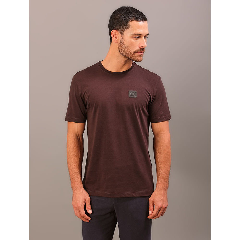 Imagem Camiseta Manga Curta Calvin Klein Masculino Algodão Egípcio Aop - Marrom
