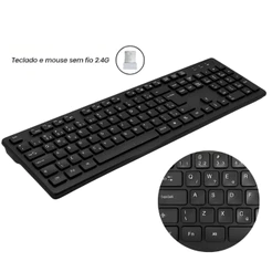 Teclado Sem Fio 2.4G ABNT2 Padrão Brasileiro USB Receptor Nano Para PC Notebook