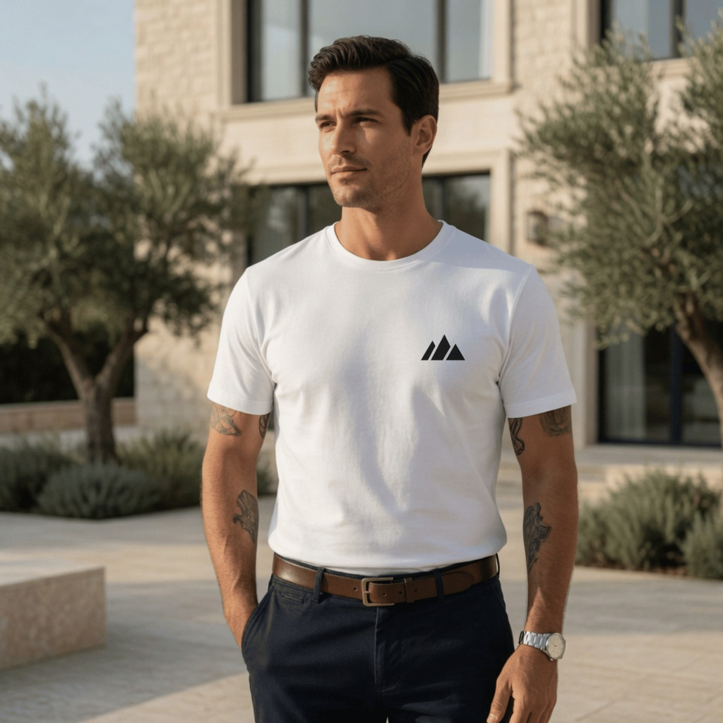 Camiseta Masculina Estampada Montanhas Peito 100% Algodão Premium Camisa Blusa Homem Academia Confortavel Plus Size