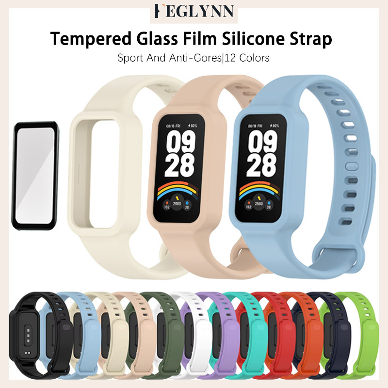 Película Com Vidro Capinha Pulseira Silicone Para Relógio Smartwatch Xiaomi Mi Band 9 Active /Redmi Band 3