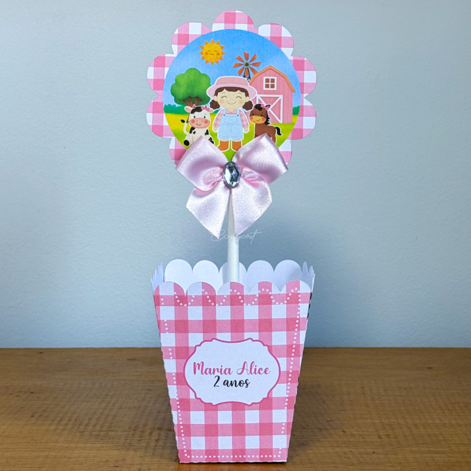 Cachepô  Centro de Mesa Fazendinha Rosa Lembrancinhas para Festa Lembrancinhas personalizadas Festa Infantil