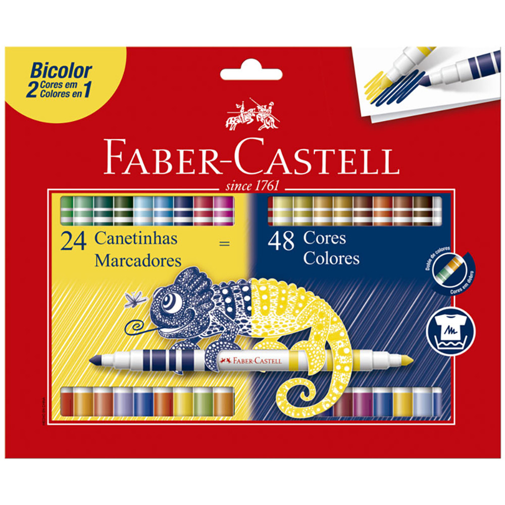 Caneta hidrográfica Bicolor 2 em 1 48 cores 150624N/550949 Faber-Castell